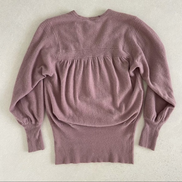 Vintage Lamb Wool Angora Blend Lilac Purple V Neck Puffy Sleeves Sweater S - Picture 7 of 8